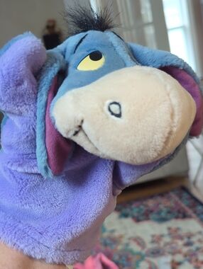 Mattel Eeyore Plush Hand Puppet - Purple, Blue, Cream